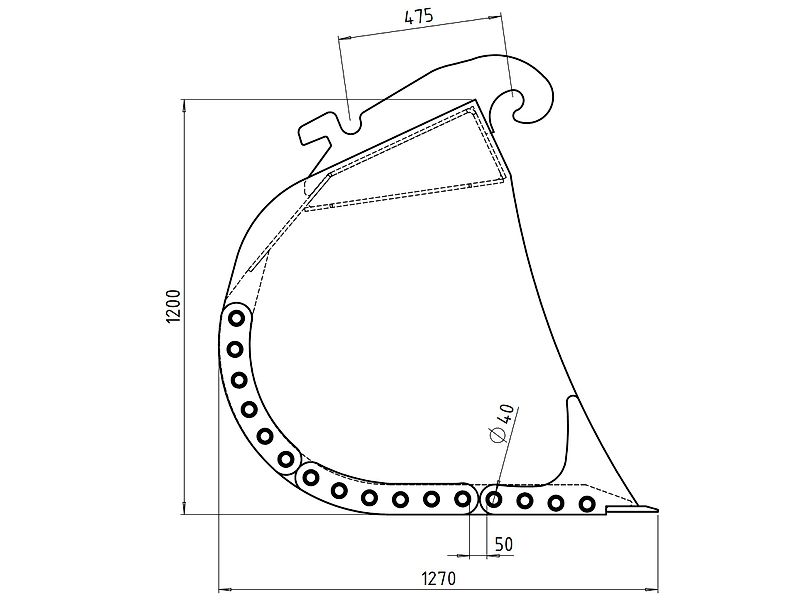 RADSTAL Łyżka przesiewowa Sieblöffel XL-1,4m / 1,30 m3