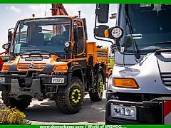 Mercedes-Benz Unimog U400 mit Ladekran , Funk, Kipper, Zapfwelle, Lof Zulassung , 1a Zustand