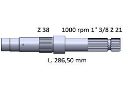 Massey Ferguson Zapfwelle MF L=286,5 1.3/8 21Z 1000 rpm 3382072M6