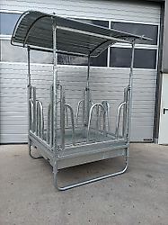 Kg-Tech Heuraufe mit Dach Vierkantraufe Palisadenfressgitter Raufe 1,5 x 1,5m