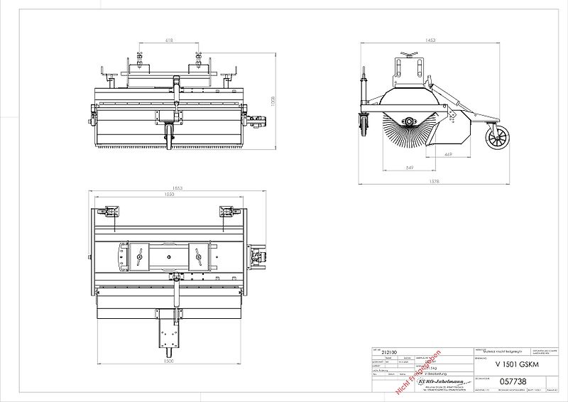 EURO-Jabelmann Kehrmaschine, Staplerkehrmaschine V 1501 GSKM, 1,50 m NEU