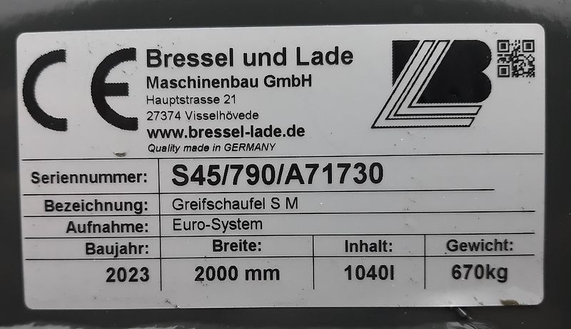 Bressel und Lade Silagebeißschaufel S45 2000 mm