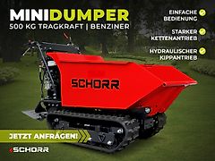 SCHORR Minidumper RR500DHKA2 PRO 500kg Mulde mit Kipphydraulik und Mitfahrplattform 9,2 PS Benzin Dumper Raupendumper